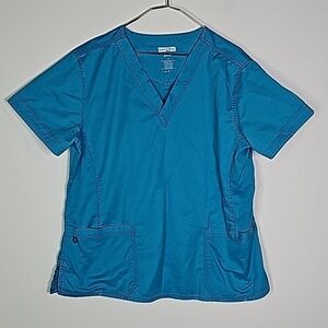 Health Pro large blue short sleeve scrub top